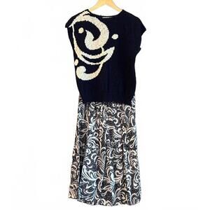 Segue Womens 2 Piece Set Navy & White Knit Top and Skirt Size 10